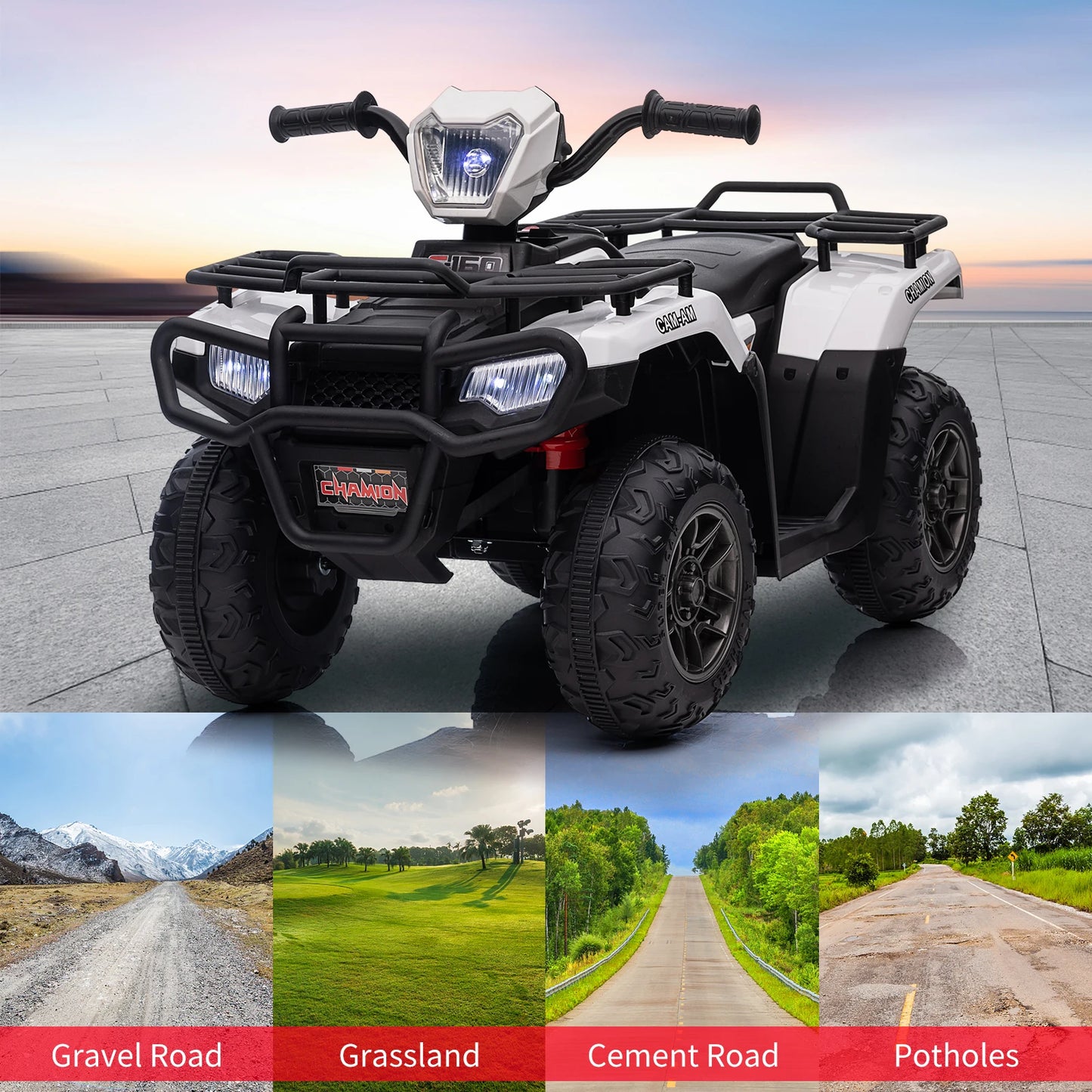 Kids, Age 2.5 - 5 years old, Ride On ATV 12V Battery-Operated Electric Vehicle Car, High/Low 2.2mph Safety Speed, One Button Start, LED Light for Toddlers