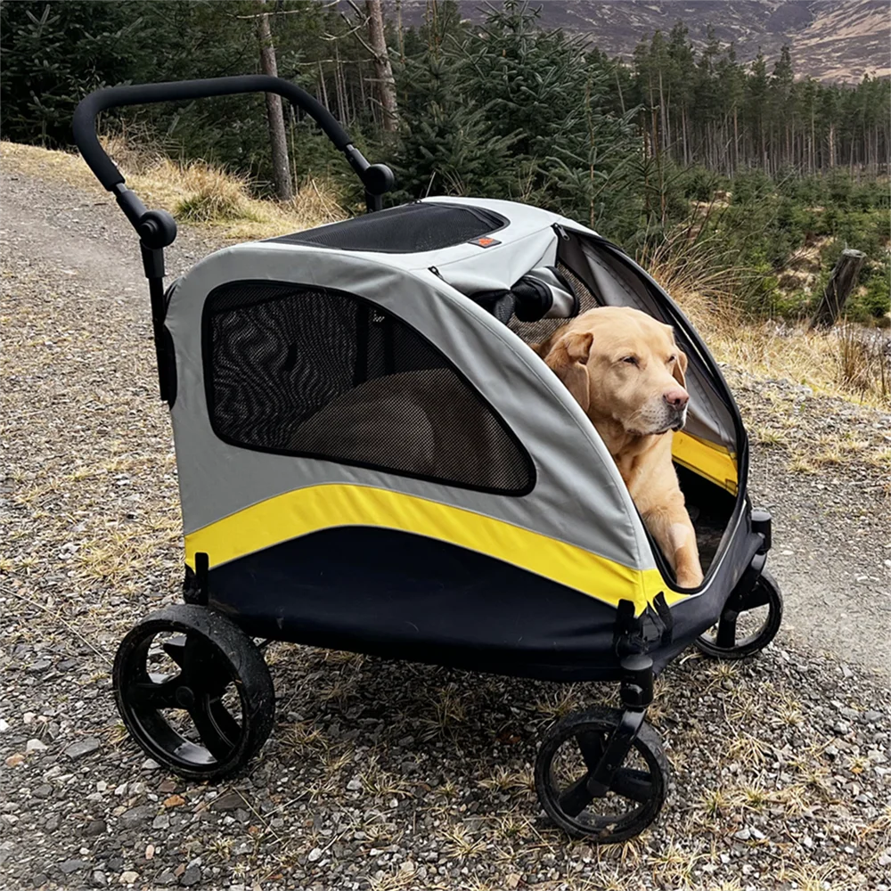Premium Dog Stroller Pram 4 Wheel Foldable Cart Travel Walk Pet Jogger Wagon for Small Medium Large XL Dogs