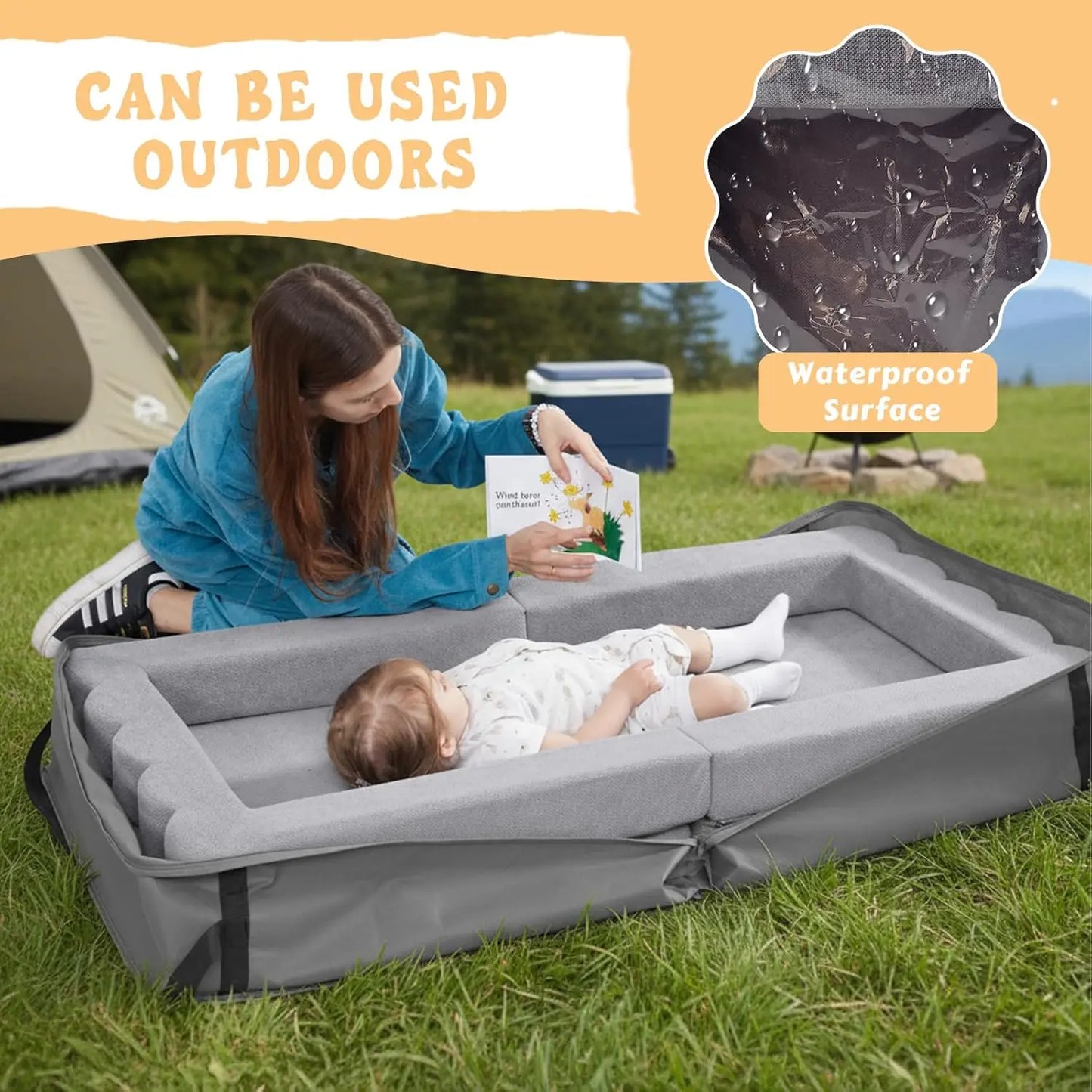 Foldable Toddler Couch, 3-in-1 Toddler Chair & Lounger with Waterproof Carry Bag,Portable Travel Play