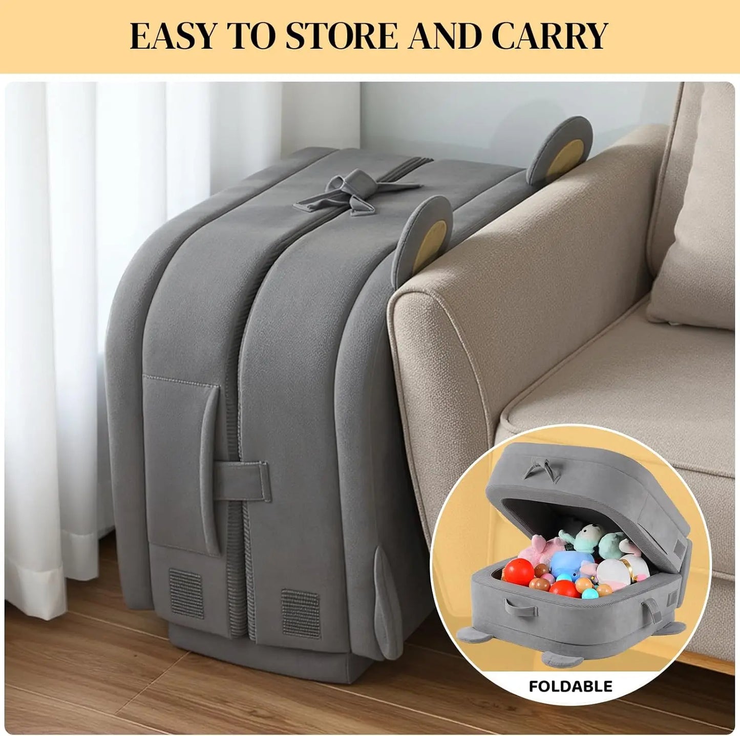 Toddler Travel Bed, Foldable Portable Toddler Floor Bed with Soft Foam for Baby and Kids Aged 1-4,Washable Cover Travel Crib