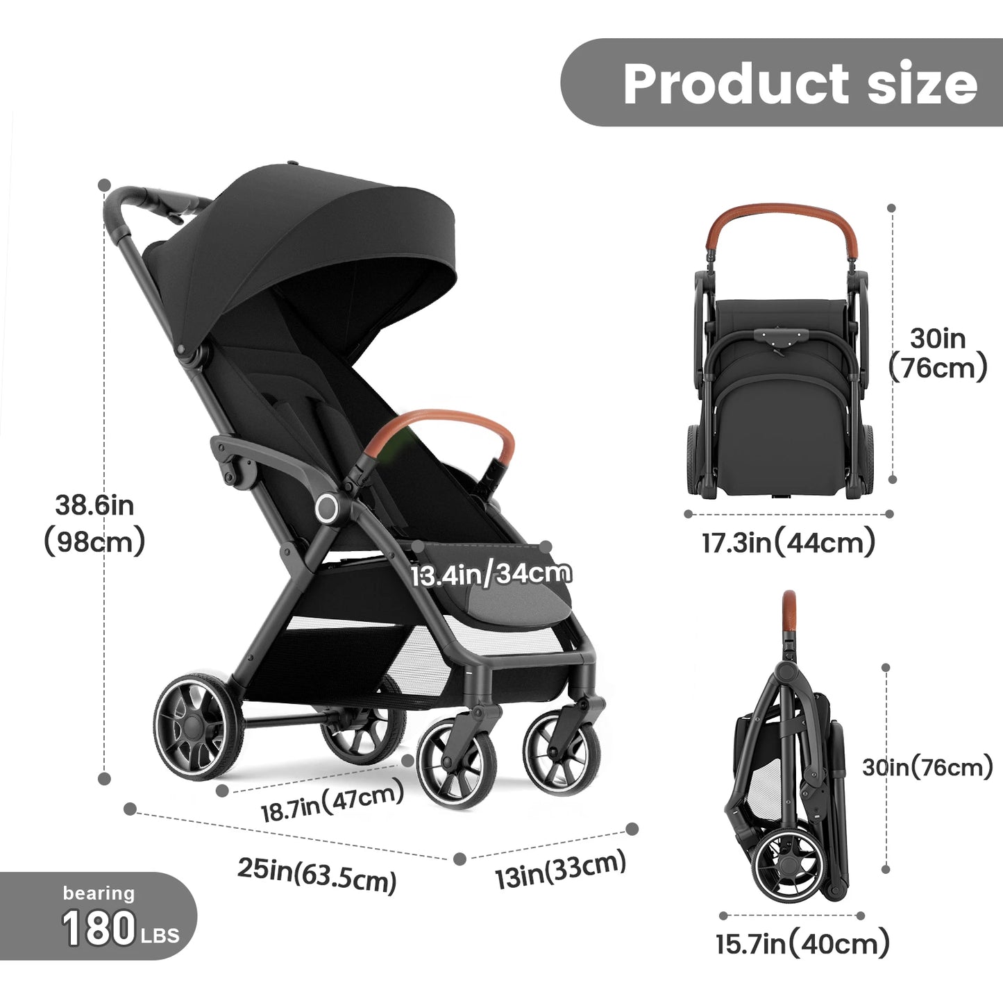 Standard Stroller  Seat, Foldable Portable Newborn Stroller, Luxury Baby Carriage Suit Baby,Toddlers, 360°Swivel Seat