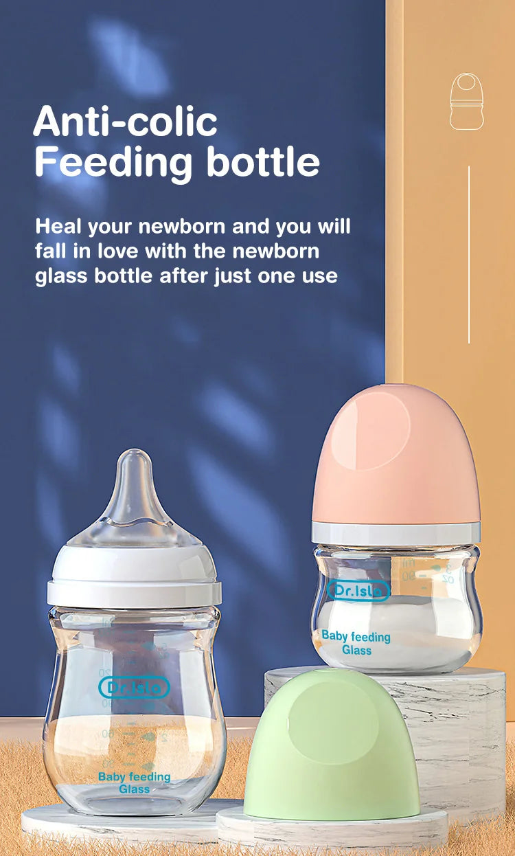 Newborn Glass Feeding Bottles 90ML/160ML Baby Bottle Anti-flatulence Milk Feeding Bottles Infant BPA free, 1PCS