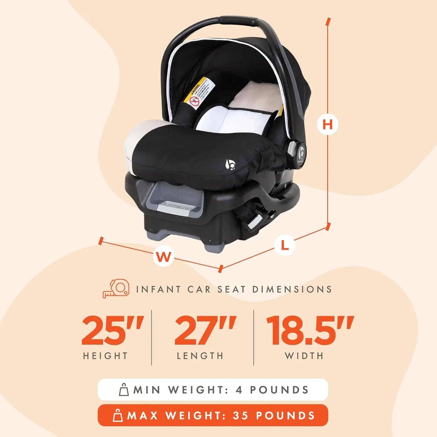 Newborn Baby Infant Car Seat Carrier Travel System with Harness and Extra Cozy Cover for Babies Up to 35 Pounds