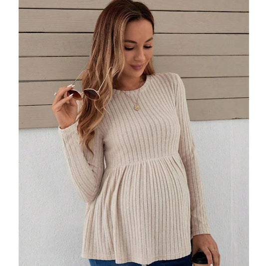 Maternity Women's Fashion Long Sleeve Knitted Spring Autumn Tops