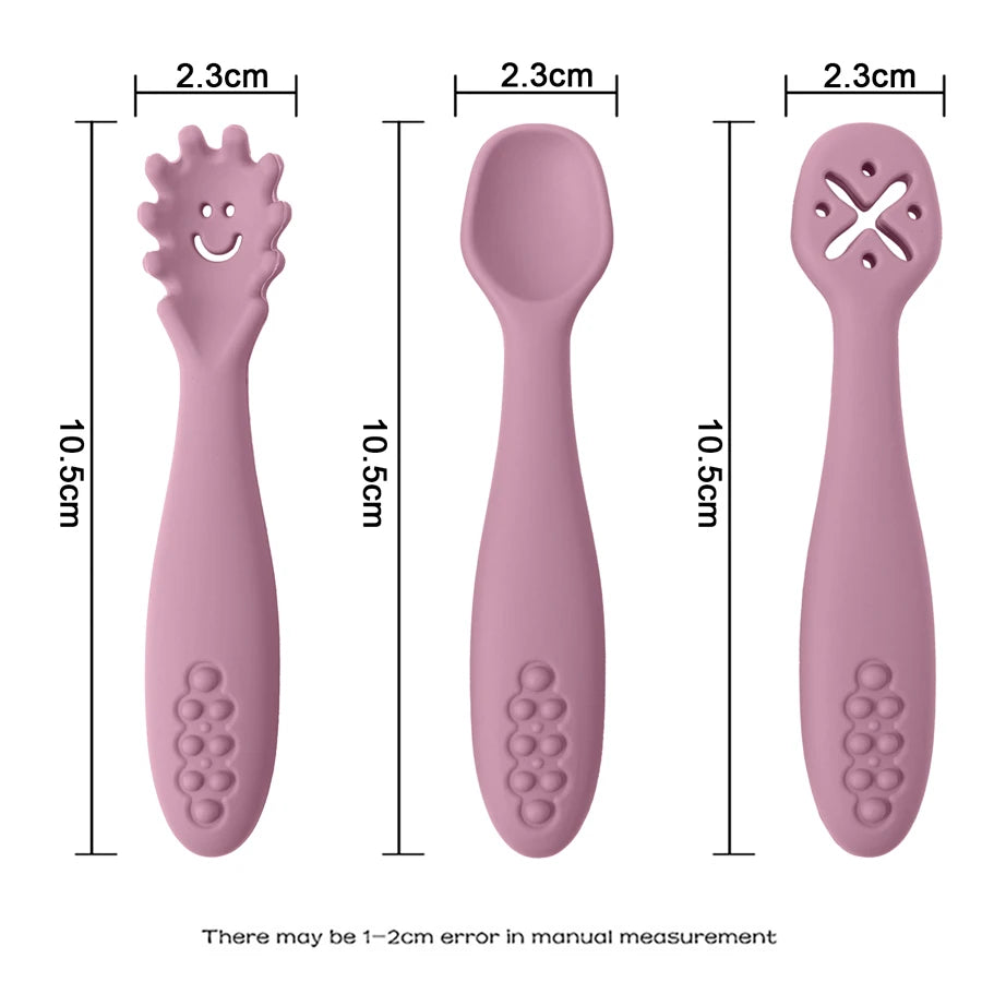 3PCS Cute Baby Learning Spoons Utensils Set Newborn Feeding Spoon Set Toddler Scoop Weaning Cutlery Children‘s Tableware