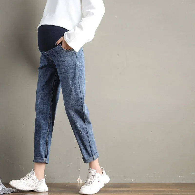 Maternity Boyfriend Jeans Regular Leg High Waist Grow with Bump, With and Without Warm Lining