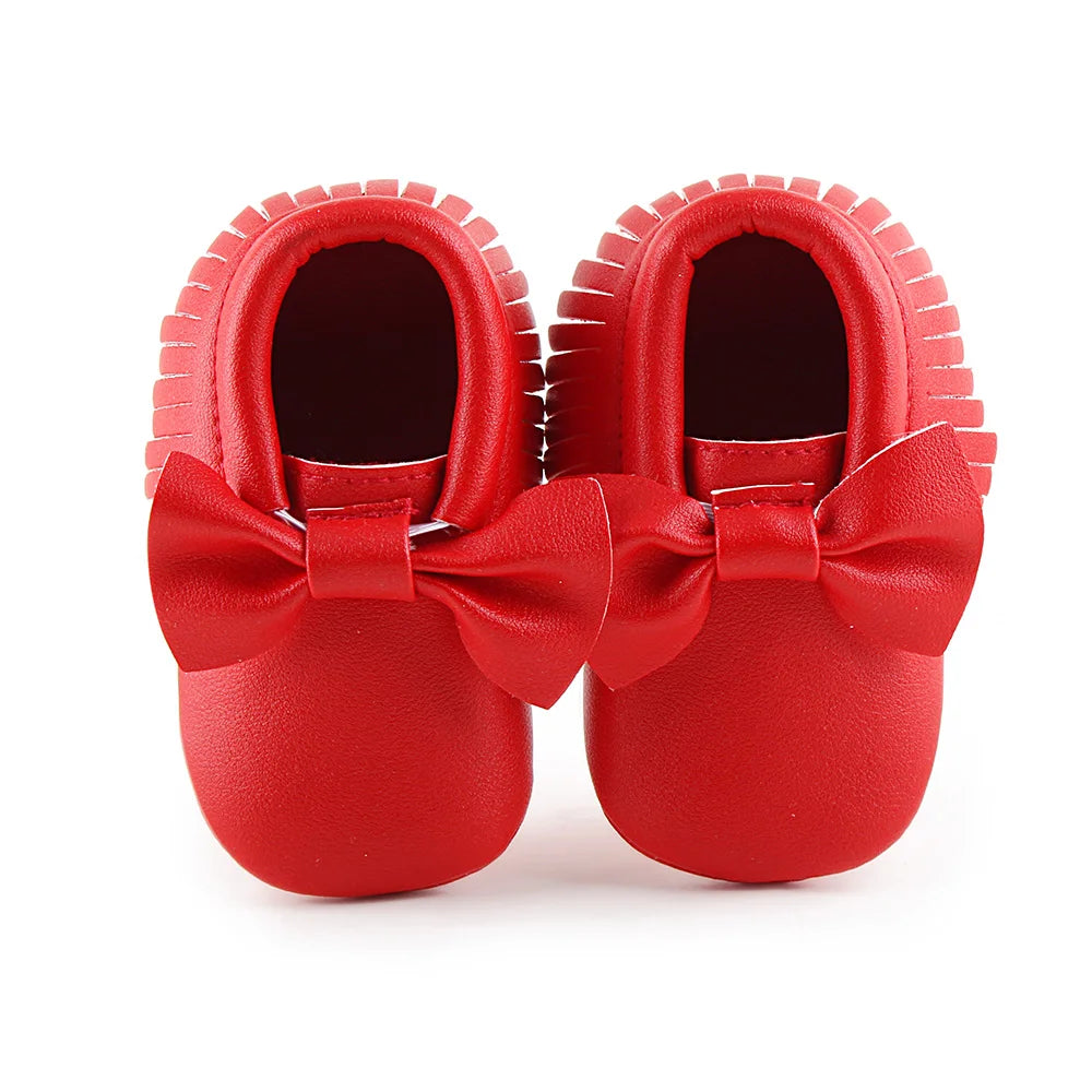 Girl Newborn moccasins Baby (0-18M)  First Walker Princess Bowknot Fringe Toddler Baby Crib Shoes Casual