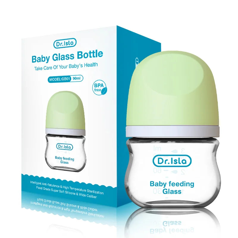 Newborn Glass Feeding Bottles 90ML/160ML Baby Bottle Anti-flatulence Milk Feeding Bottles Infant BPA free, 1PCS