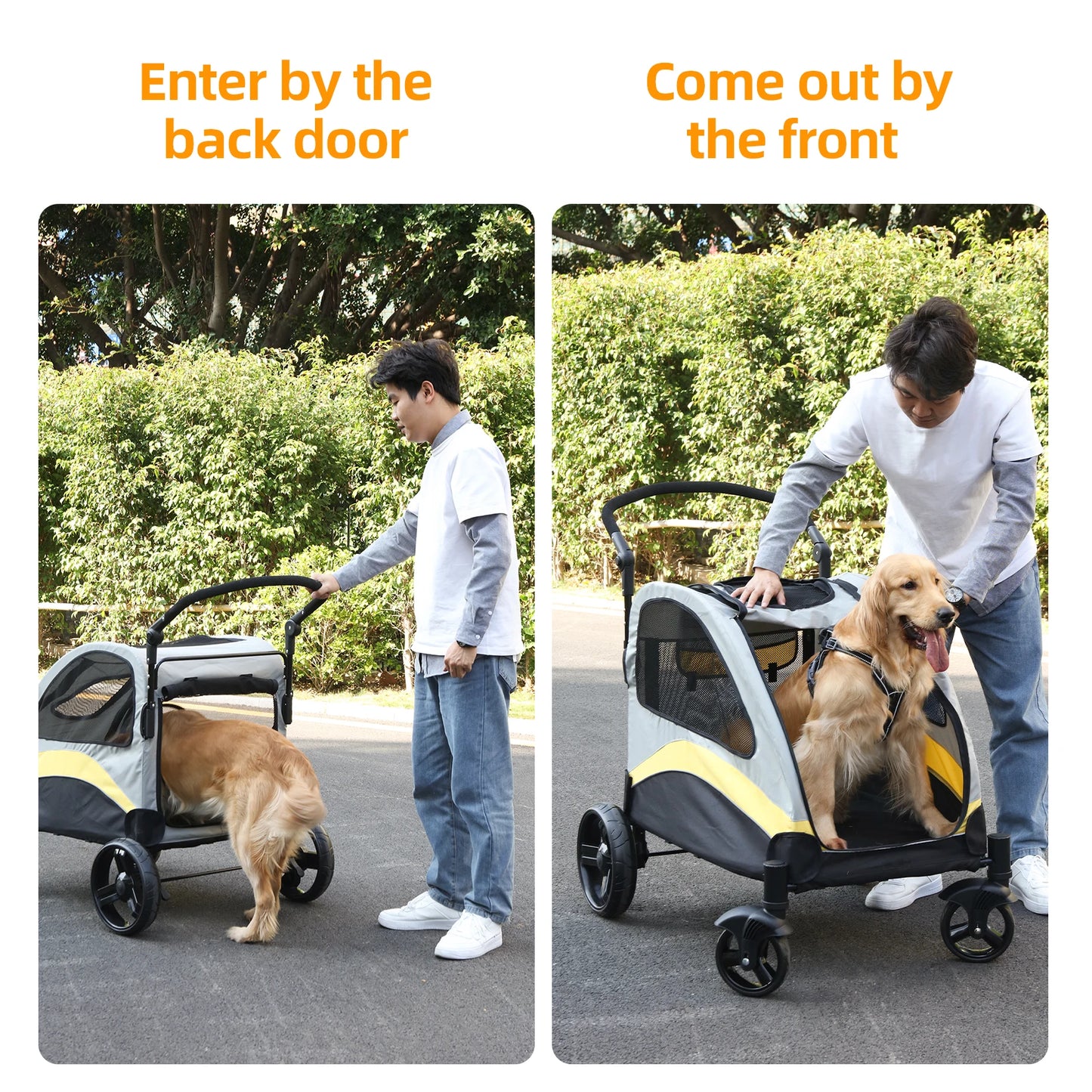 Portable Dog Stroller 4 Wheels for Large, Medium and multiple Dogs Foldable Pet Travel