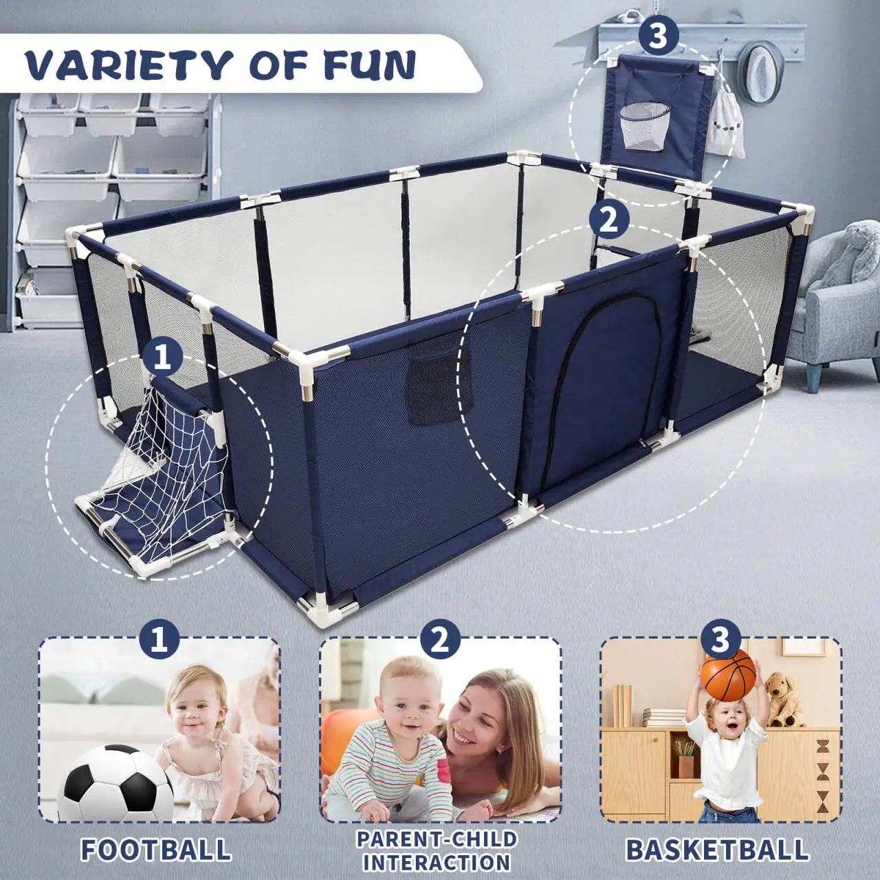 IMBABY Baby Playpen Safety Barrier Fence Larger Children's Playpens Kids Fence Dry Pool For Newborn Playground for Children