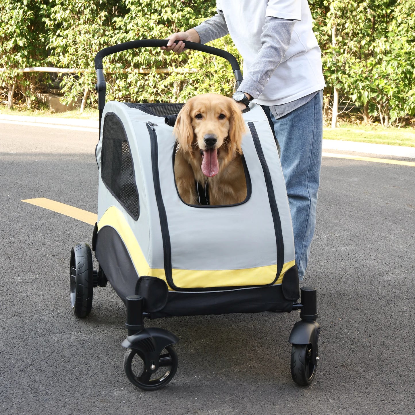 Portable Dog Stroller 4 Wheels for Large, Medium and multiple Dogs Foldable Pet Travel