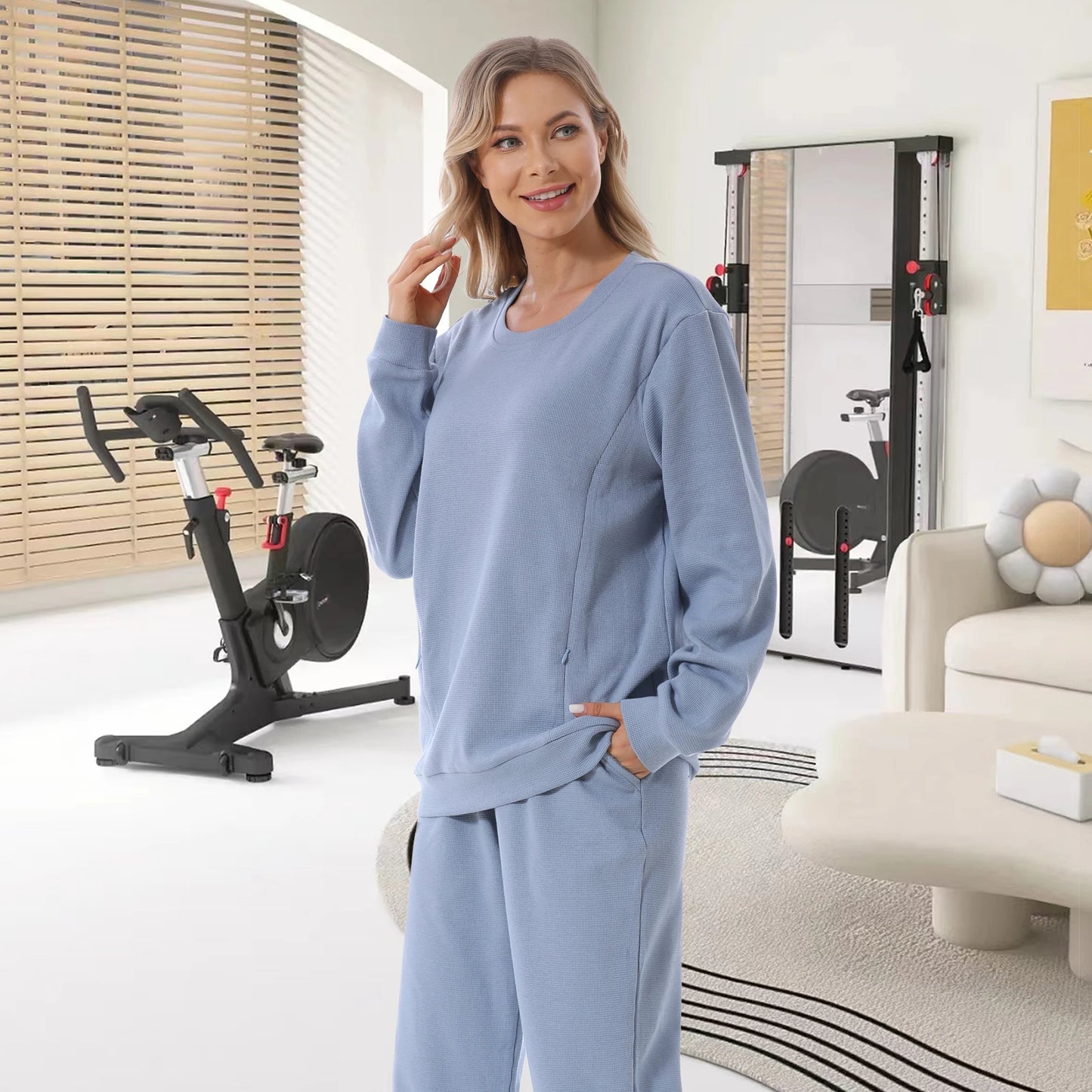 Nursing Mama's Jersey Long Sleeve Top with side opening for breastfeeding and Matching Pants (Sold Separatly), Plus Size Available
Material
