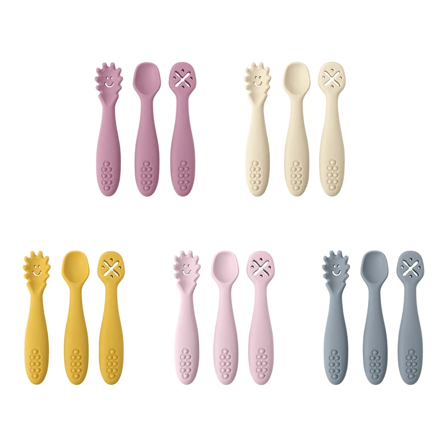 3PCS Cute Baby Learning Spoons Utensils Set Newborn Feeding Spoon Set Toddler Scoop Weaning Cutlery Children‘s Tableware