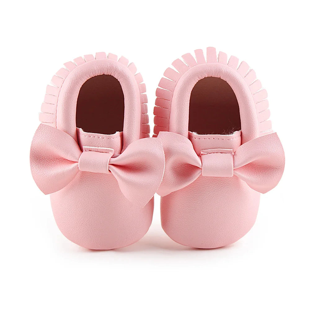 Girl Newborn moccasins Baby (0-18M)  First Walker Princess Bowknot Fringe Toddler Baby Crib Shoes Casual