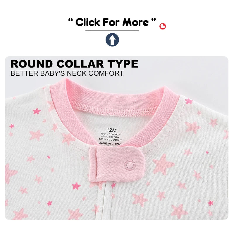 100% Cotton Soft Newborn Baby 2 - Zipper Baby Boy Girl Rompers Shower Gifts, 3 Pcs/lot,  Autumn Winter
