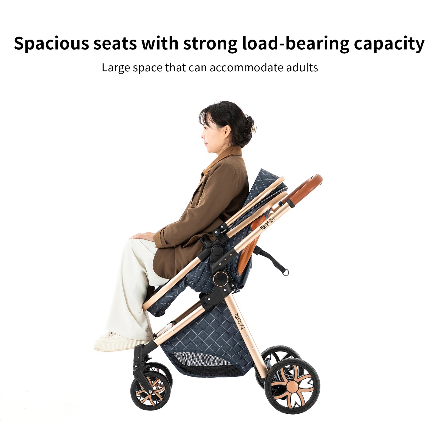 Baby Stroller 2 in 1 with Carrycot Reversible Seat 5-Point Harness for Newborn 0-3Y Lightweight Foldable 2-in-1 Baby Stroller