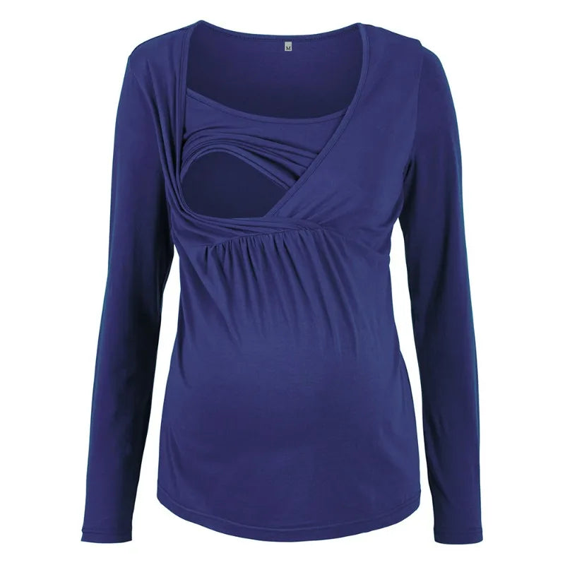 Maternity Nursing Long Sleeve Top Anti-exposure Postpartum T-shirt Pajamas Fashion Comfort Care Top, Plus Size Available