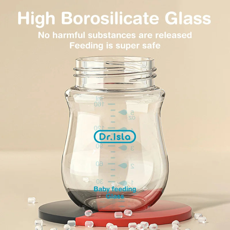Newborn Baby Glass Bottles Anti-flatulence Milk Feeding Bottles Infant 0-3 Month BPA Free - 2PCS, 90ML/160ML