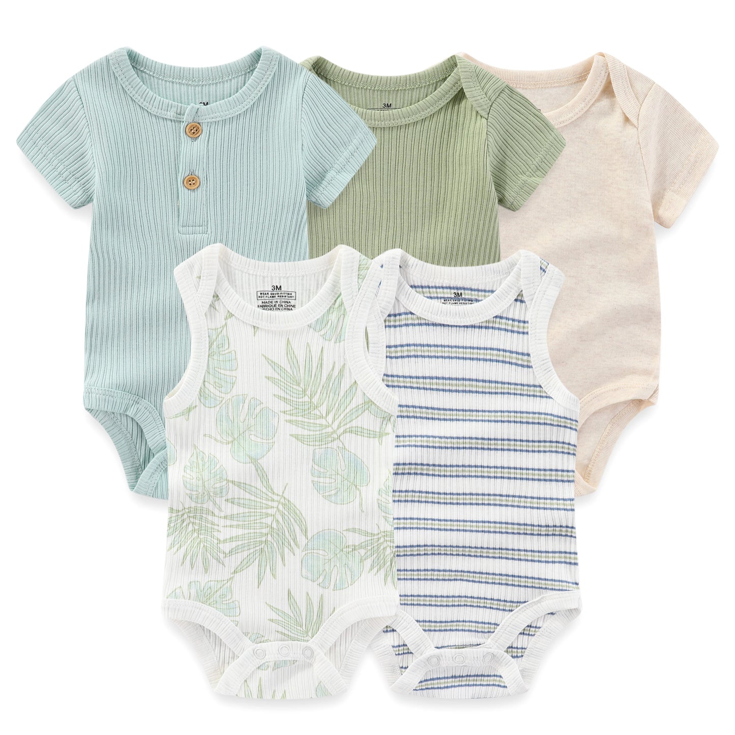 95% Cotton Newborn Baby Onesies Four Seasons Fashion Cartoon Short Sleeve Baby Boy Girl Bodysuits Soft Unisex- 5 Pcs/Lot