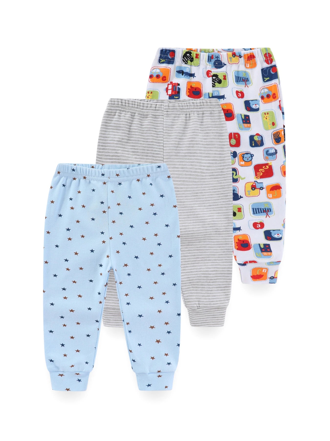 3-Pack Cartoon Baby Pants Cotton Newborn Boy Girl Long Trousers 0-24M Soft Infant Clothes