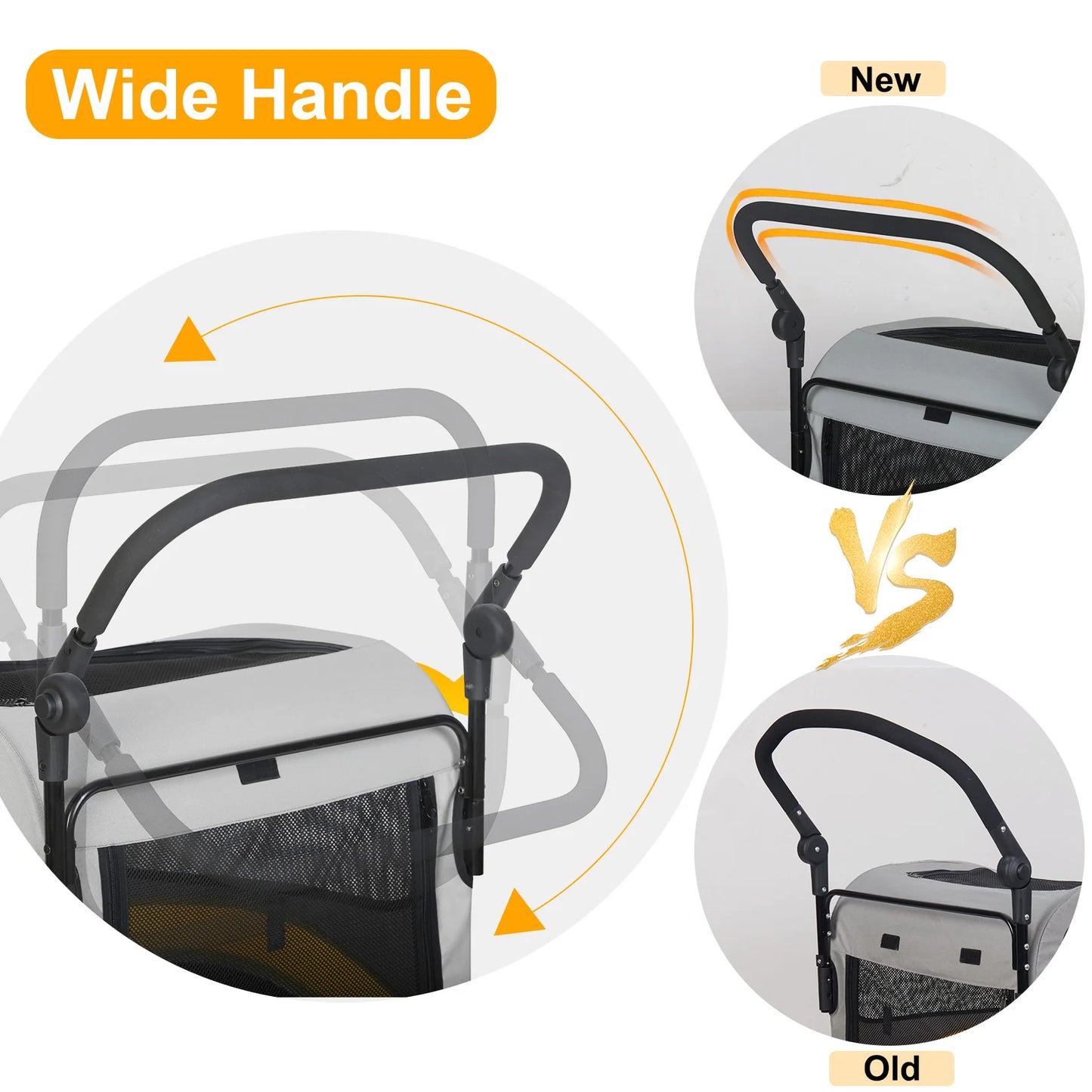 Premium Dog Stroller Pram 4 Wheel Foldable Cart Travel Walk Pet Jogger Wagon for Small Medium Large XL Dogs