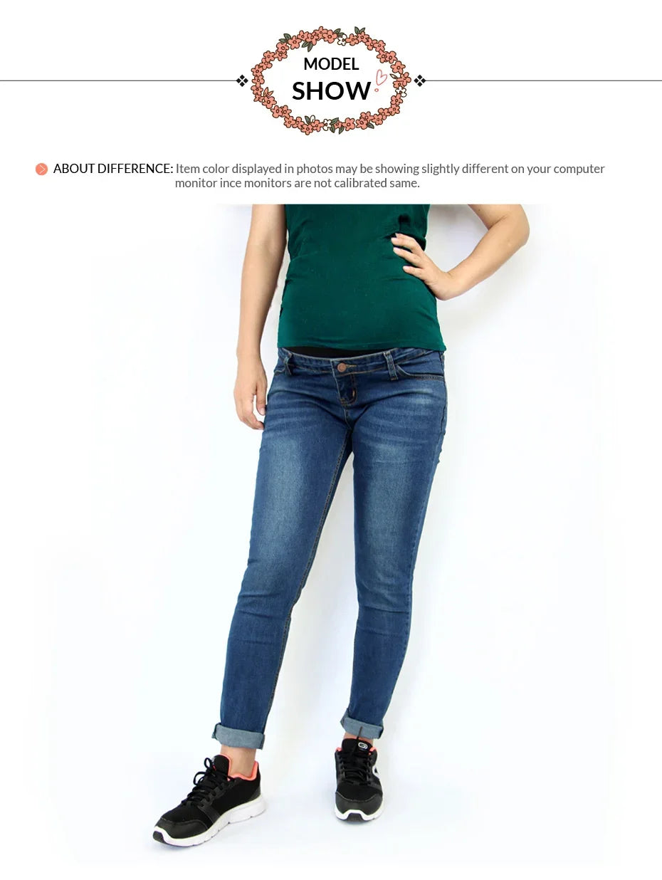 Maternity Boyfriend Jeans with Zipper & Button High Waist Regular Leg with Elastic Waist