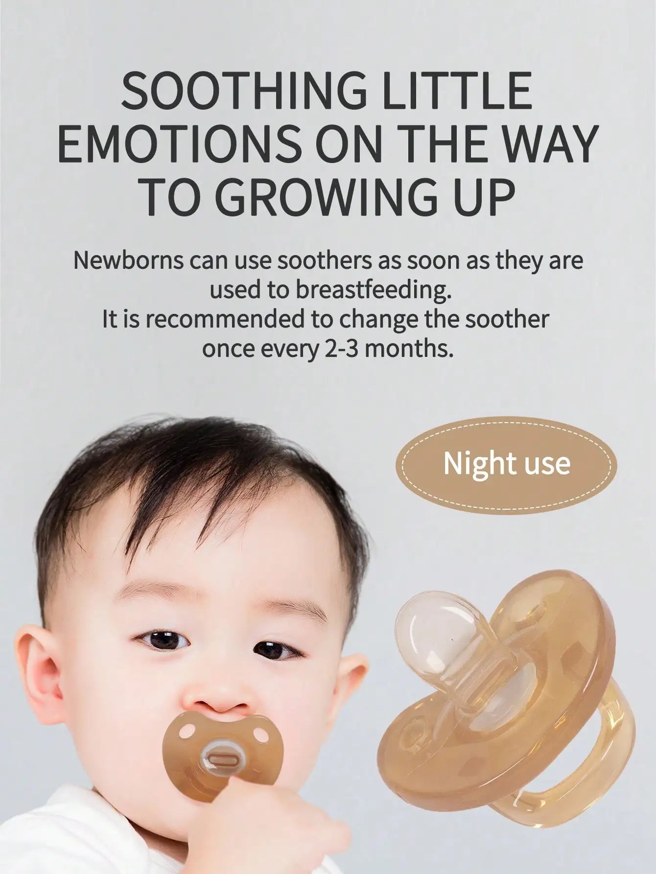 Baby Silicone Pacifier For Soothing Nighttime Sleep Flat Soft Breathable Design Baby Accessories Newborn