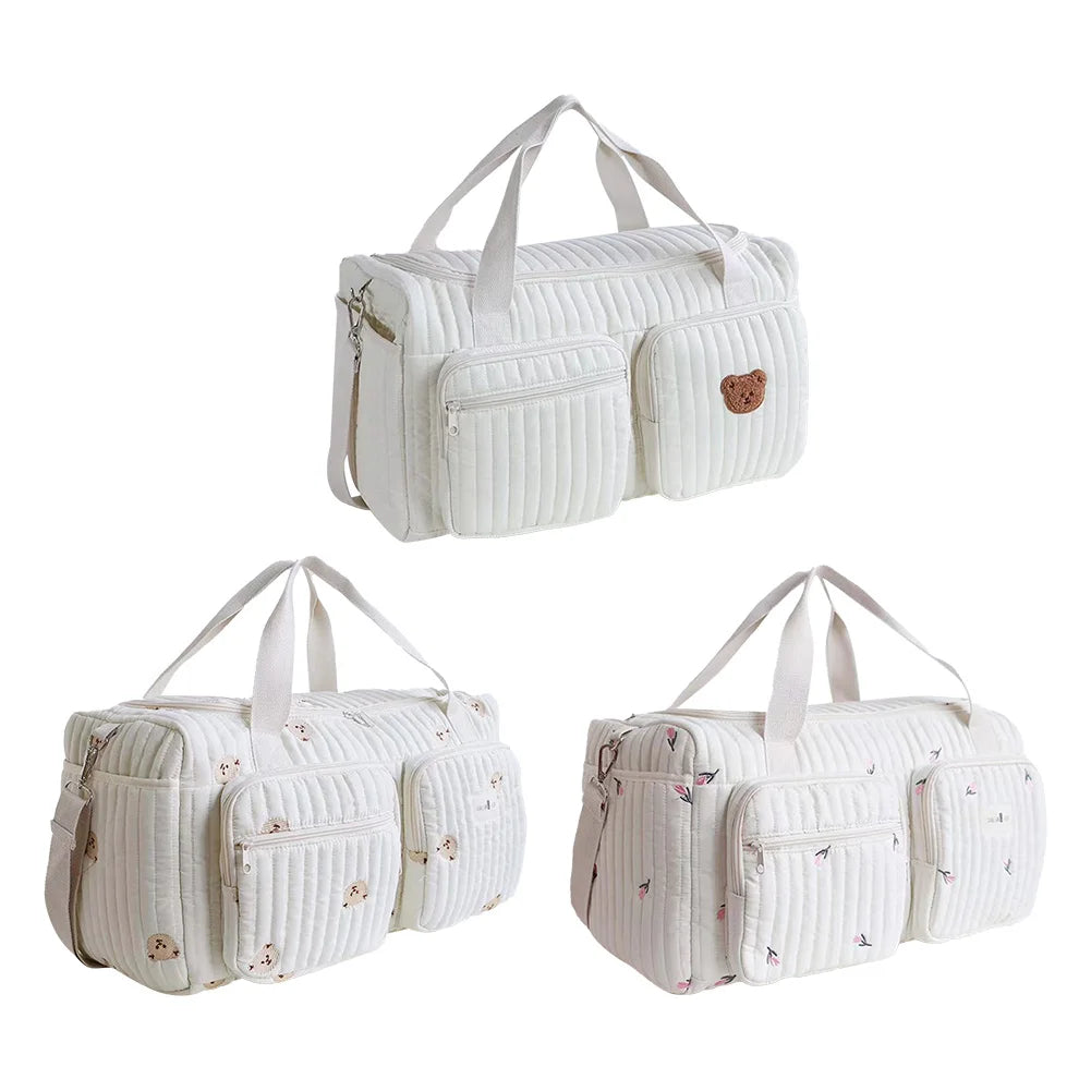 Quilted Baby Diaper Bag Large Capacity Weekender Bag Travel Bag for Hospital and Weekender Travel