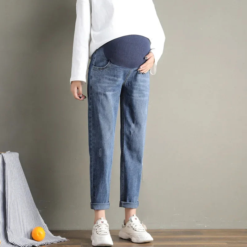 Maternity Boyfriend Jeans Regular Leg High Waist Grow with Bump, With and Without Warm Lining