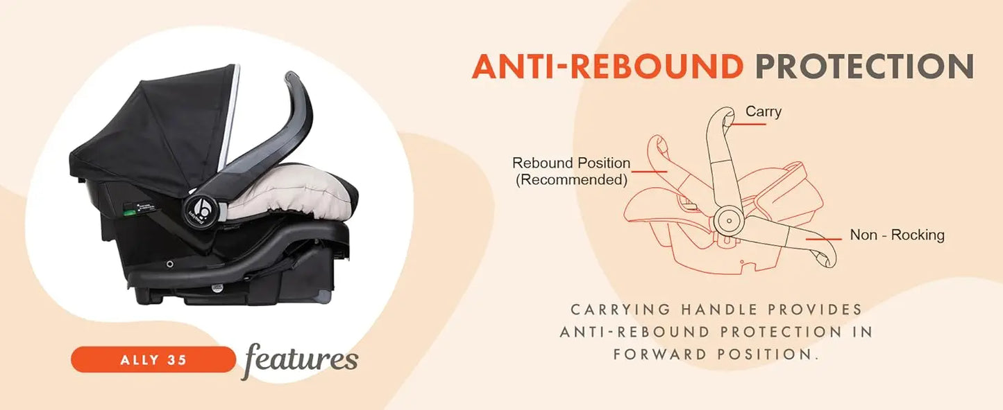 Newborn Baby Infant Car Seat Carrier Travel System with Harness and Extra Cozy Cover for Babies Up to 35 Pounds