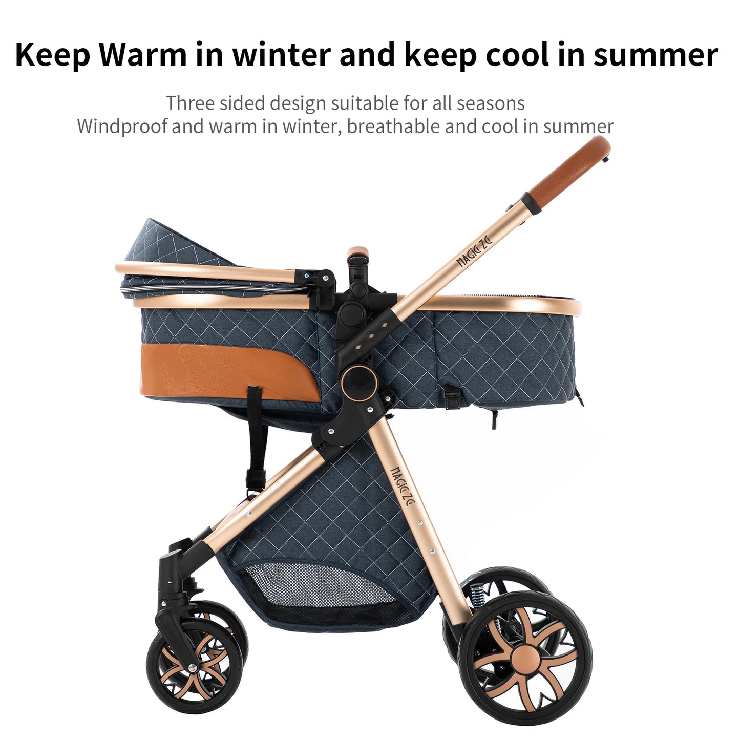 Baby Stroller 2 in 1 with Carrycot Reversible Seat 5-Point Harness for Newborn 0-3Y Lightweight Foldable 2-in-1 Baby Stroller