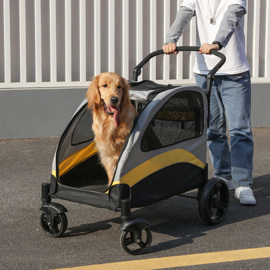 Portable Dog Stroller 4 Wheels for Large, Medium and multiple Dogs Foldable Pet Travel