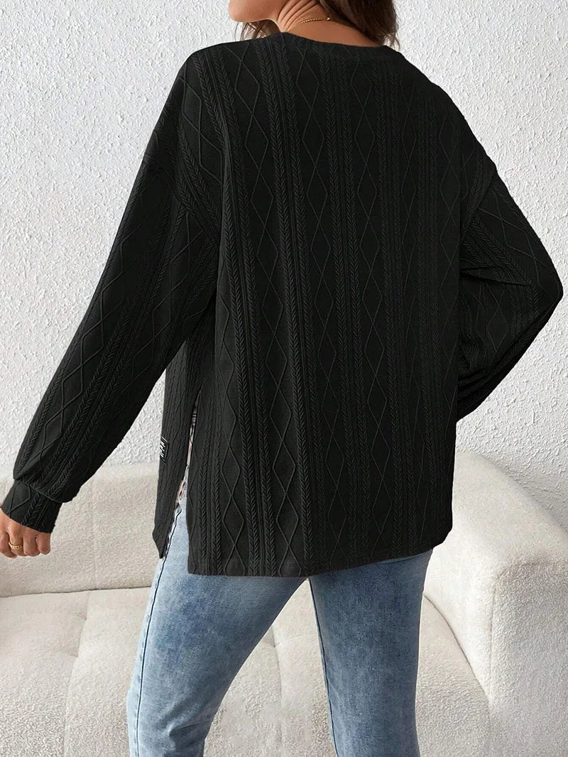 Maternity Clothes Pregnant Women Wear Round Neck Long Sleeve Monochrome Daily Leisure Top