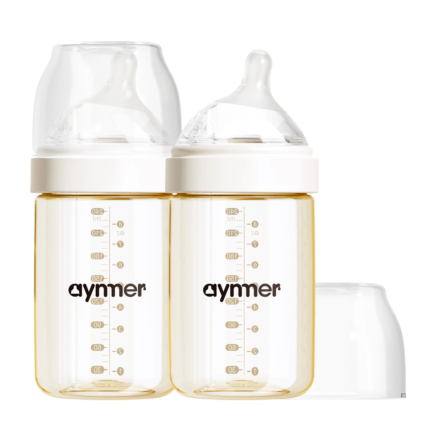 Newborn Glass Baby Bottles 160ml Silicone Nipple, 0-6 Months Anti Bloating Anti Spitting Choking