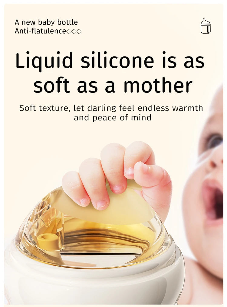 Newborn Glass Baby Bottles 160ml Silicone Nipple, 0-6 Months Anti Bloating Anti Spitting Choking
