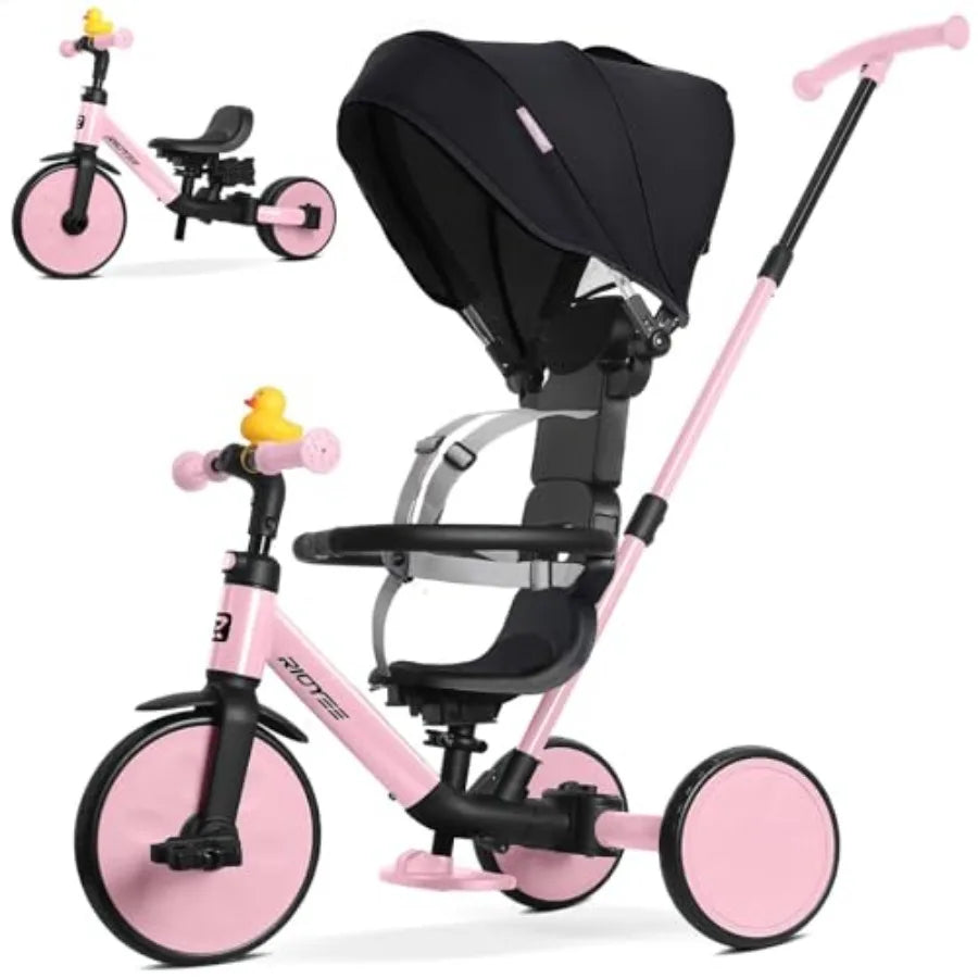 8-in-1 Stroller Tricycle for 1.5-5 Years Tool-Free Switch Toddler Tricycle with Parent Steering Control Handle for 1.5 to 5 Yrs Toddler