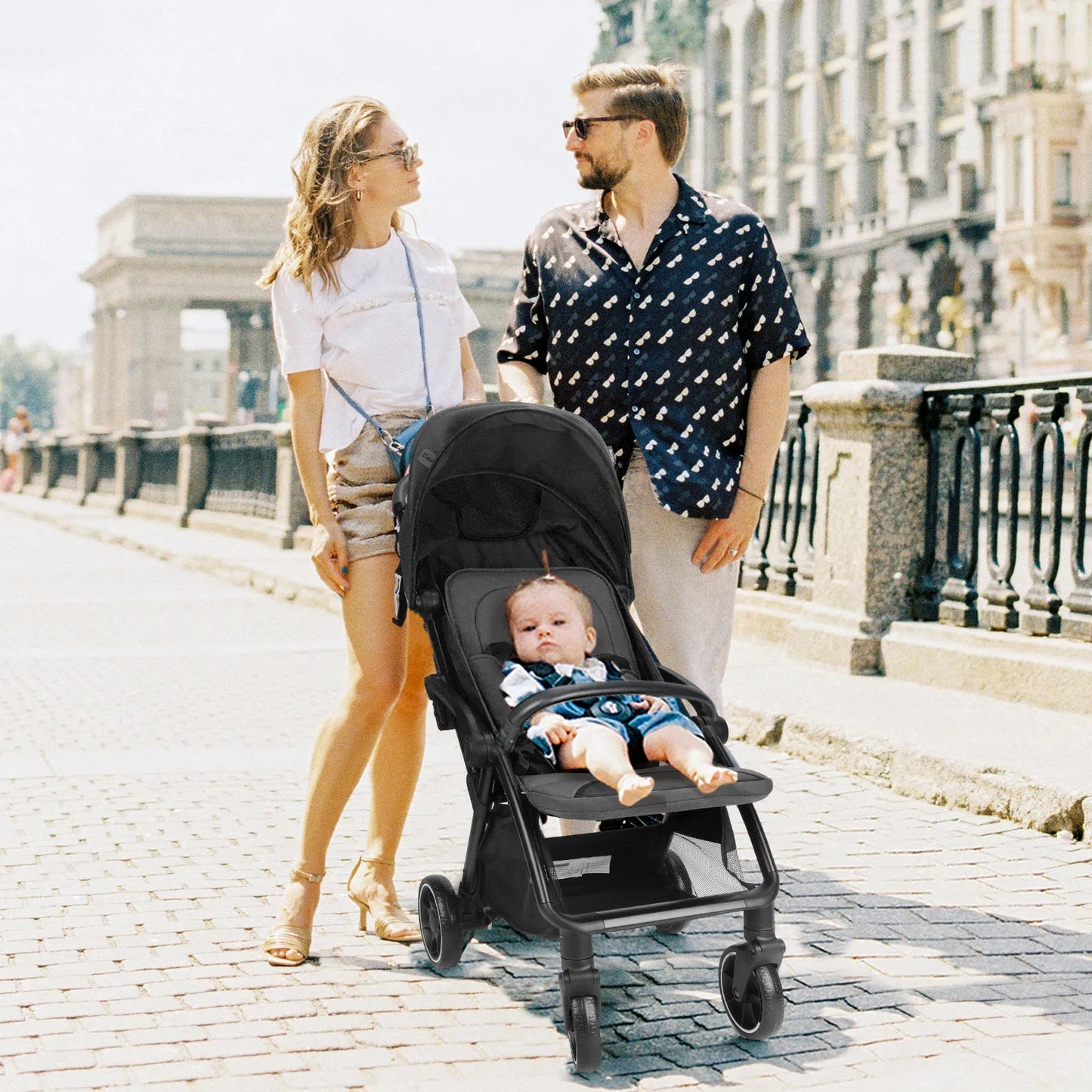 Standard Stroller  Seat, Foldable Portable Newborn Stroller, Luxury Baby Carriage Suit Baby,Toddlers, 360°Swivel Seat