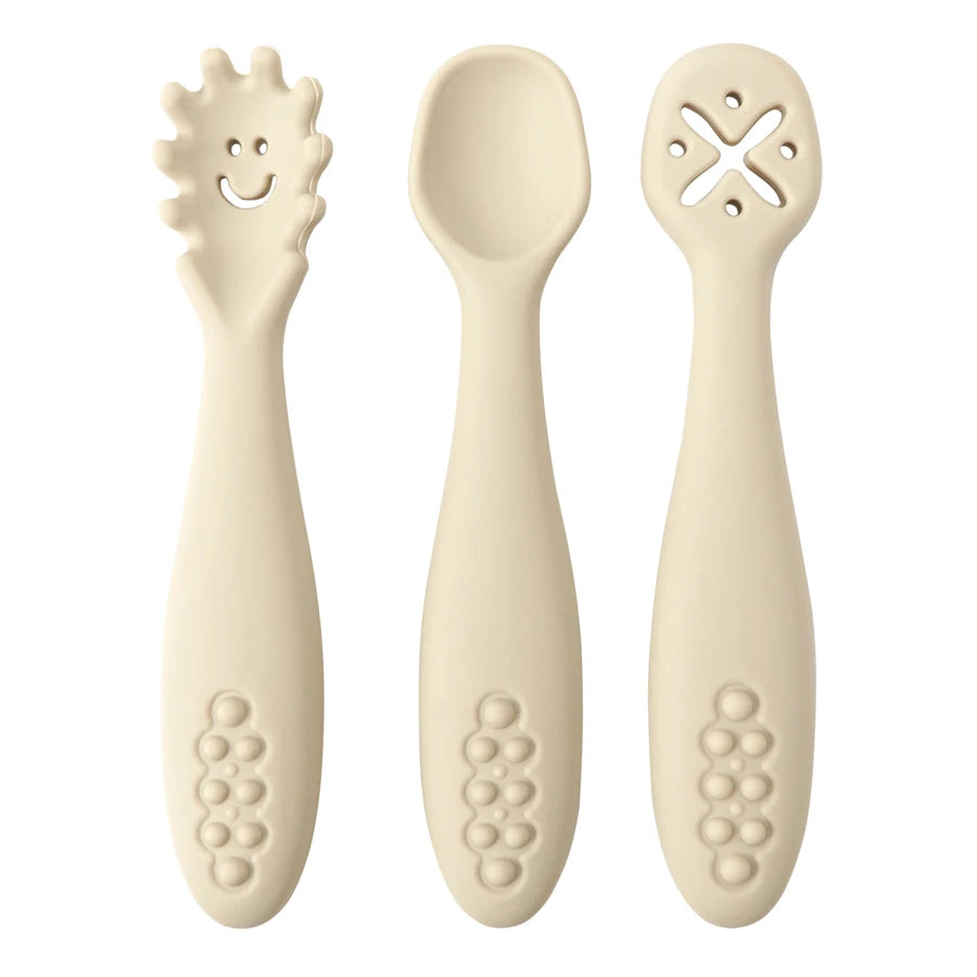 3PCS Cute Baby Learning Spoons Utensils Set Newborn Feeding Spoon Set Toddler Scoop Weaning Cutlery Children‘s Tableware