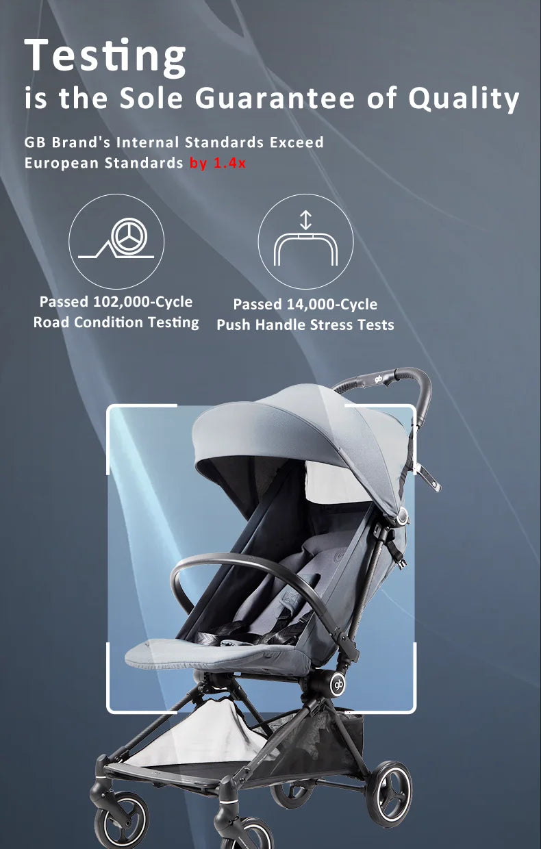 Gb FYN Carbon Fiber Stroller - Ultra-Lightweight 3.9kg/8.6lbs, One-Hand Fold,  Airplane & GT Friendly, with Cargo Basket, Canopy