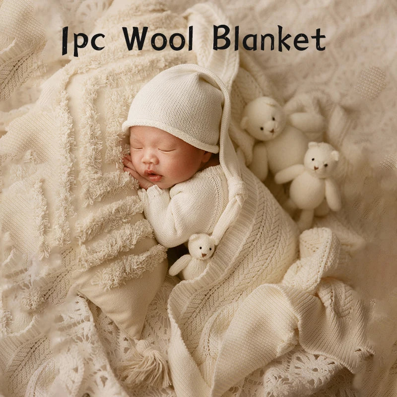 Newborn Photography Clothes 2 Pieces Set Baby Romper Hat Infant Photo Shoot Props Bear Doll Newborn Photography Accessories sold seperately or as complete set