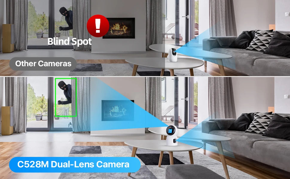 ZOSI Smart Baby Cams WiFi PTZ Auto Tracking AI 360° Panoramic Indoor Video Surveillance