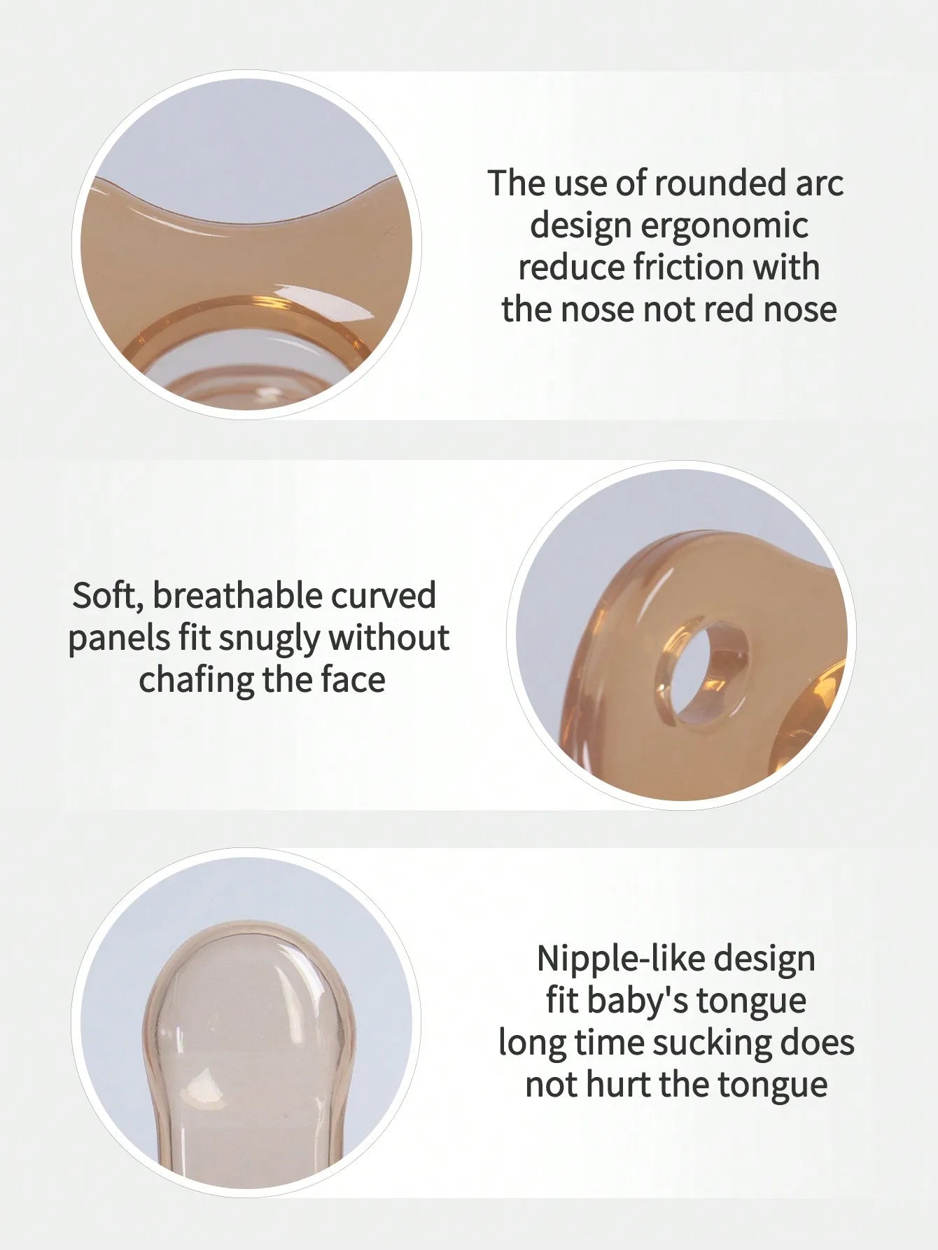 Baby Silicone Pacifier For Soothing Nighttime Sleep Flat Soft Breathable Design Baby Accessories Newborn