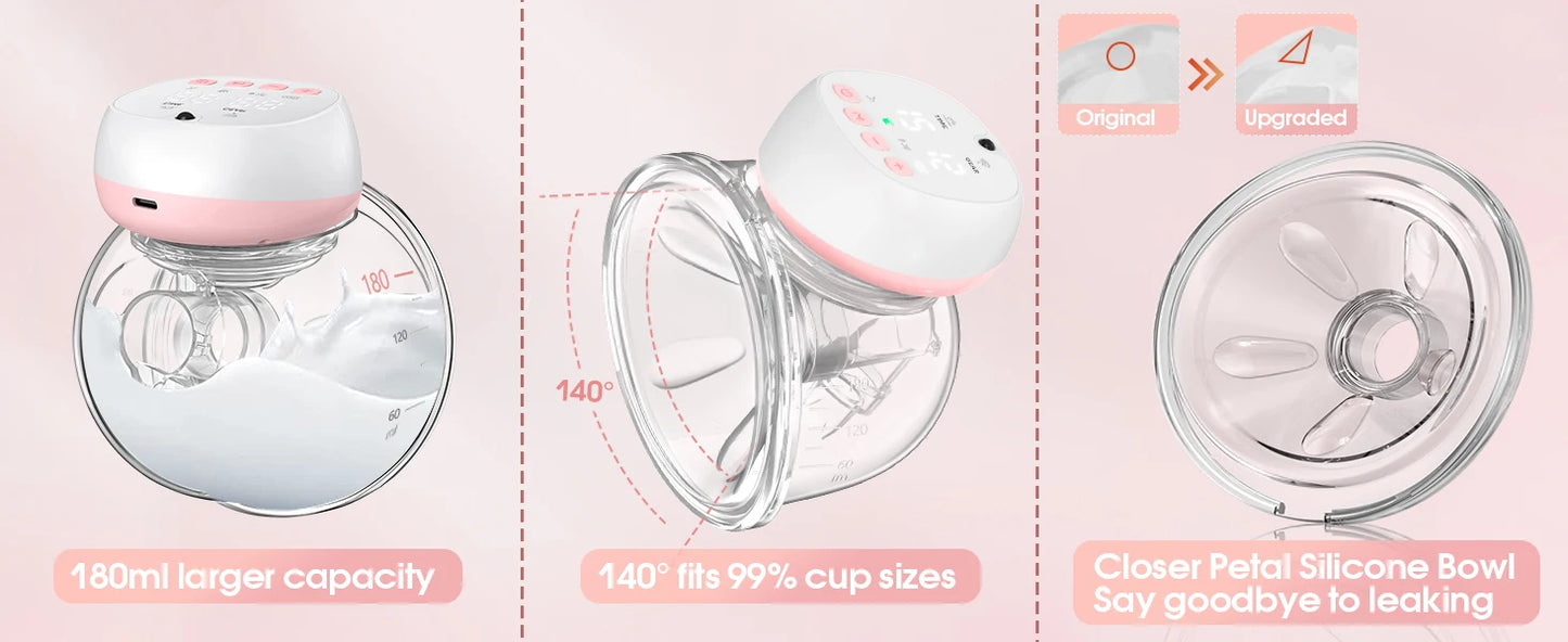 2 Pcs Electric Wearable Breast Pump 1200mAh USB Chargable Silent Milk Extractor Painless Automatic Milker Comfort Breastfeeding