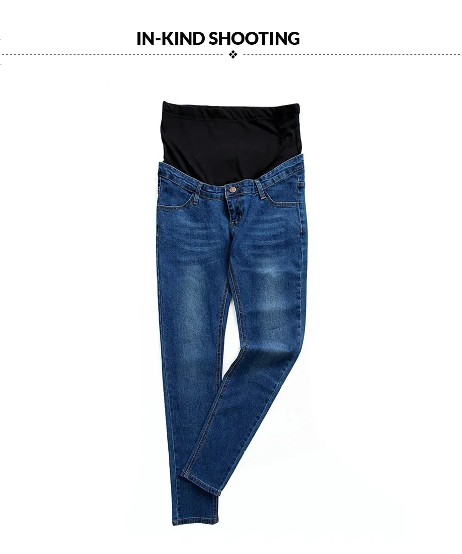 Maternity Boyfriend Jeans with Zipper & Button High Waist Regular Leg with Elastic Waist