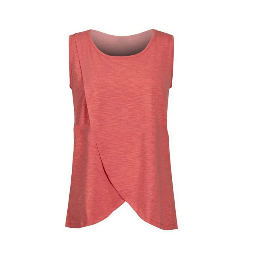 Nursing Breastfeeding Maternity Summer Short Sleeve Side Button Crew Neck Tees Solid Color Nursing Tops