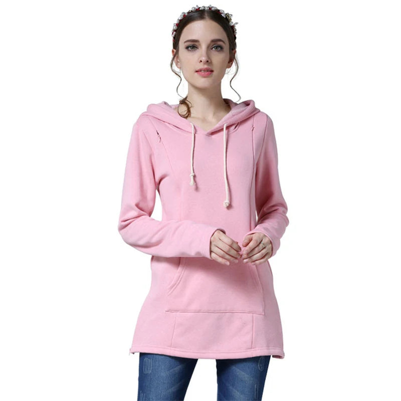 Nursing Maternity Hoodies Sweatshirts Long Sleeve Breastfeeding Postpartum Tops, Plus Size Available