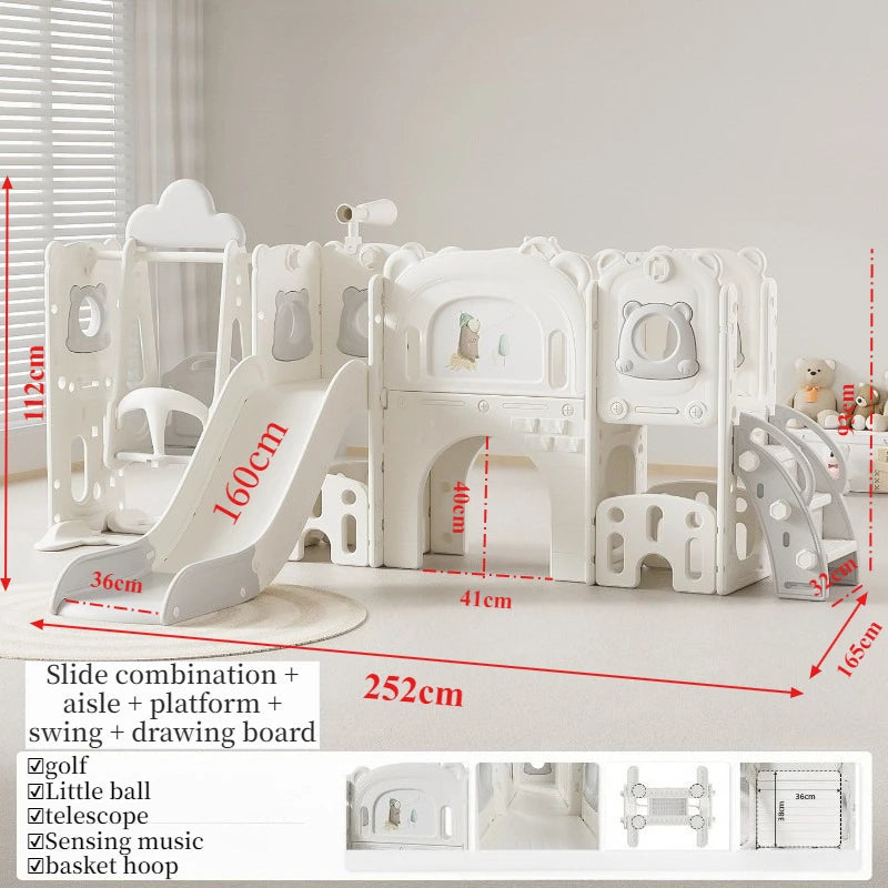 Child Toy Slide Swings Set Combo Indoor Safe Stable Kids Play Equipment Sensing Music Slide for Children From 2 To 10 Years
