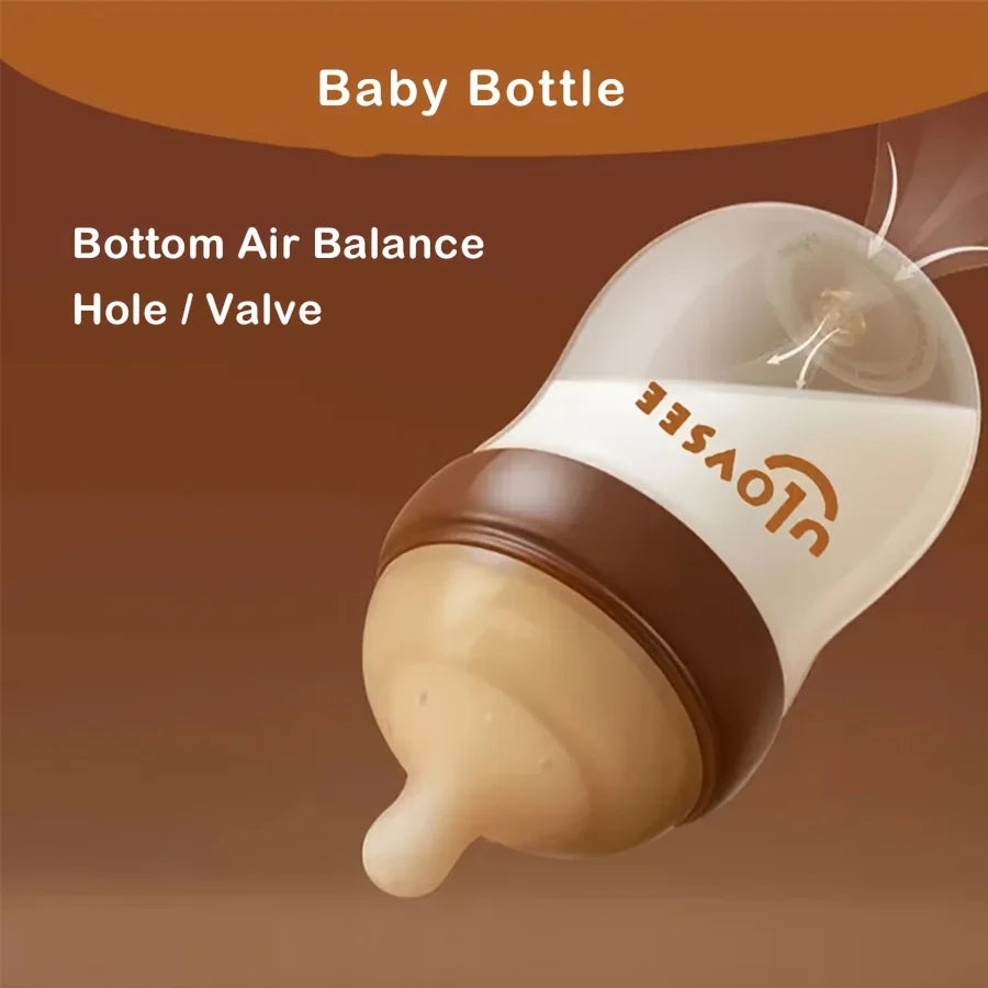 Baby Bottles, 4oz, 8oz High Borosilicate Glass  Wide-Neck Feeding Bottle with Bottom Air Balance Hole/Valve, Glass Milk Bottle