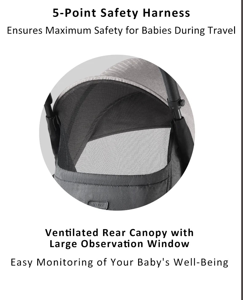 Gb FYN Carbon Fiber Stroller - Ultra-Lightweight 3.9kg/8.6lbs, One-Hand Fold,  Airplane & GT Friendly, with Cargo Basket, Canopy