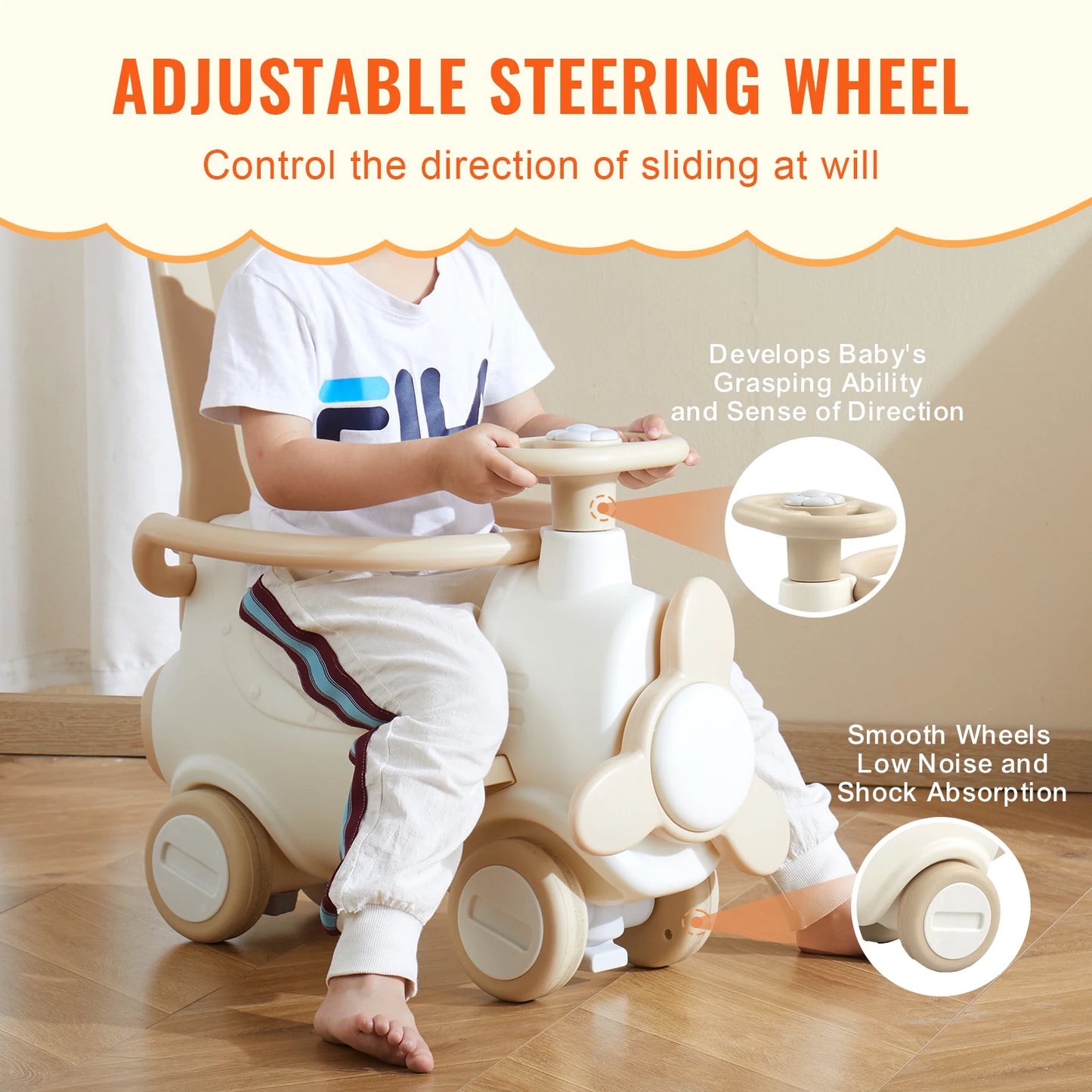 SucceBuy 5 in 1 HDPE Rocking Horse for Toddlers 1-3 Years, Baby Rocking Vehicle with Trampoline Detachable Balance Board